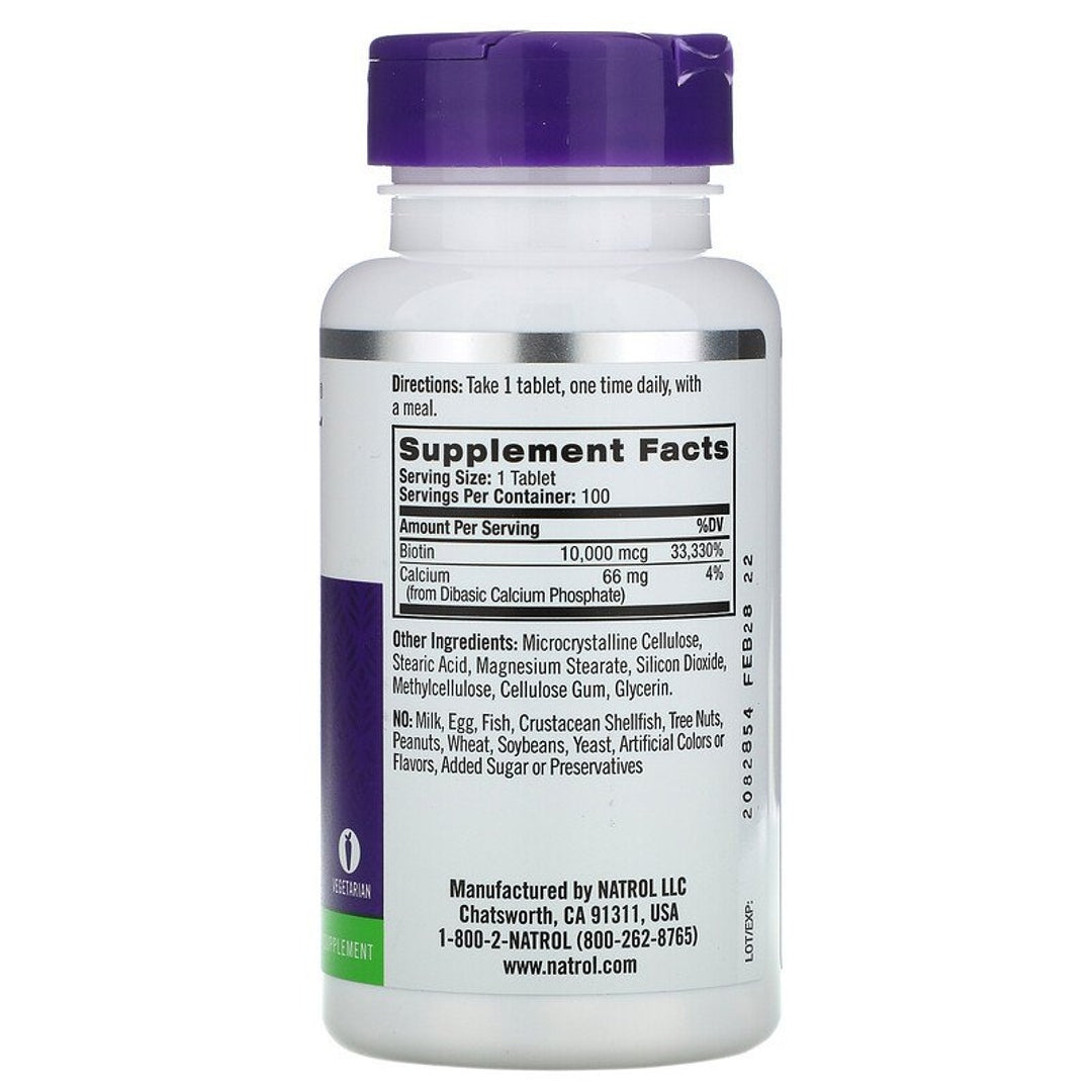 Biotina natrol de 10000mcg x 100 tabletas 